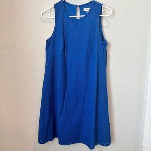 Calvin Klein Blue Eyelet Sleeveless Lined Sheath Dress - Size 10 - EUC